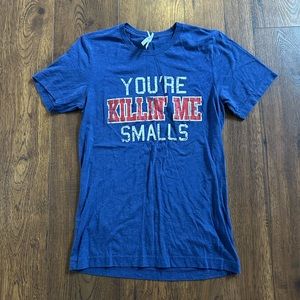 “You’re Killing Me Smalls” red and blue loose graphic tee